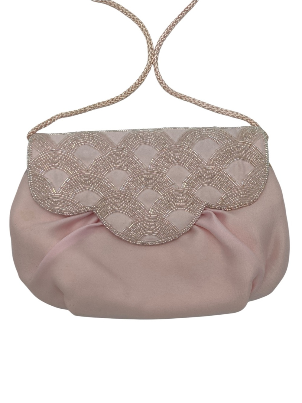 Vintage La Regale Pink Beaded Satin Bag